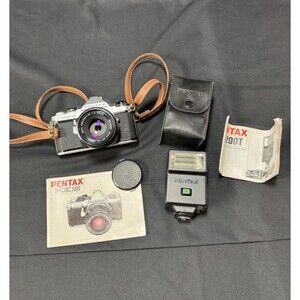 Pentax ME Super Film Camera with PENTAX-M 1.2  / 50mm Lens, Strap, AF 200T Flash